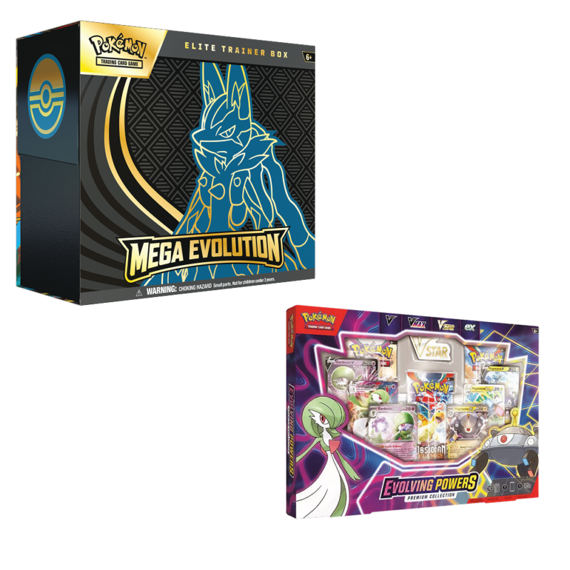 Pokemon TCG – Evolving Powers Collection Box & Mega Evolution ETB (Lucario) – Bundle